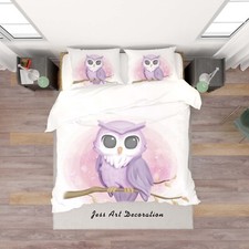 3D Owl Branches Cartoon Kids Quilt Cover Set Duvet Cover Bedding Pillowcases