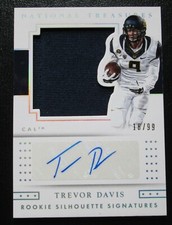 TREVOR DAVIS ROOKIE SILHOUETTE SIGNATURES PLAYER WORN JERSEY PATCH CARD #18/99