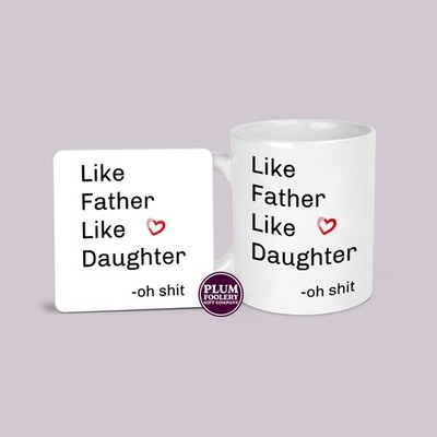 Wie Vater wie Tochter Tasse & Untersetzer: Lustige Vatertagsgeschenke Papa 11 Unzen Tasse