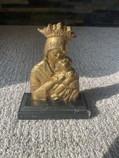 Vintage Mother & Child Brass Statue