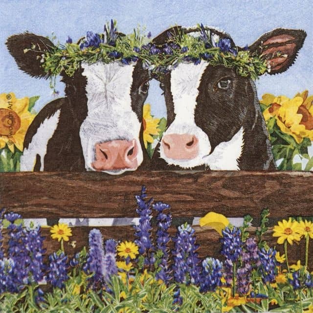 4x Borden & Clover Cows Decoupage Napkins  33x33cm, PPD Brand, Animals Craft Use