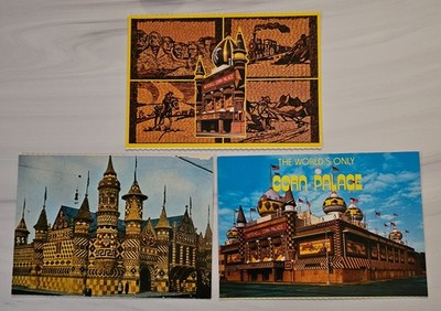 3 Corn Palace Outside Panels Mitchell South Dakota SD 1989, 1990 Postcards