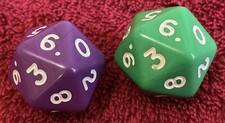 D20 die dice x2 20 Sided Single Poly Dice D&D RPG Plastic Vintage
