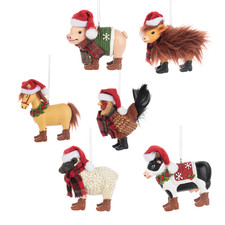 Farm Animal Ornaments with Santa Hats