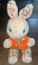 Vintage Knickerbocker Plush Bunny Animals of Distinction Brown Orange Plaid