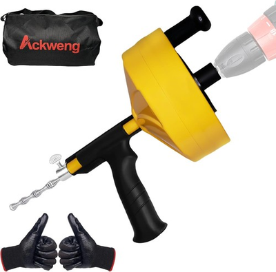 #ad Drain Snake 50 Ft Plumbing for Sink with Drill Attachment Yellow $61.05