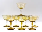 Set of 8 Steuben Topaz Champagne/Dessert Glasses, Circa 1920