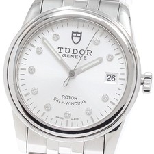 TUDOR Glamour 55000 Date 10P diamond Silver Dial Automatic Men's Watch_949338
