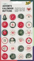 24 Folia Adventskalender-Buttons Perlmutt, Aus Blech, 1 - 24