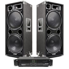 Max SP212 Dual 12" Passive DJ Speakers with VXA 800 Amplifier - 800W Power