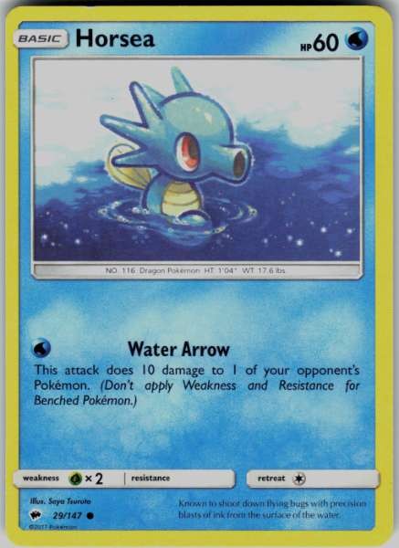 Horsea 29/147 Burning Shadows Common NM Pokemon TCG