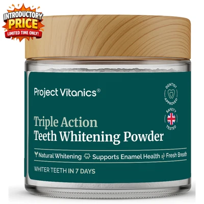 PROJECT VITANICS New listingTeeth Whitening Powder - Dentist-Approved Natural Tooth Whitener - Enamel-Safe