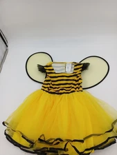Halloween Girl Child Size Small Bumble Bee Costume with Wings Black Yellow
