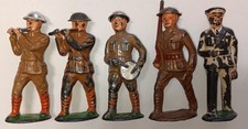 BARCLAY MANOIL 1930s Dimestore Toy Lead Soldier assortment 5 Pc lot