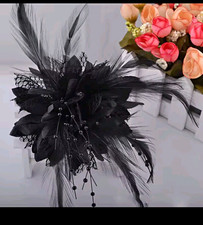 Black Feather Flower Mesh Women s Fascinator Headpiece One Size Formal Party WW
