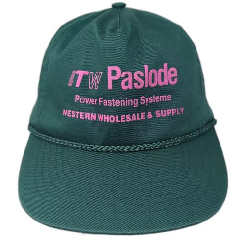 ITW Paslode 5 Panel Hat Green Pink OS Snapback Rope Power Fastening Systems
