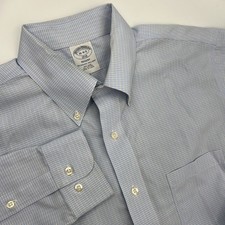 Brooks Brothers 1818 Regent Mens Blue 16-4/5 Blue Micro Check Non-Iron Shirt