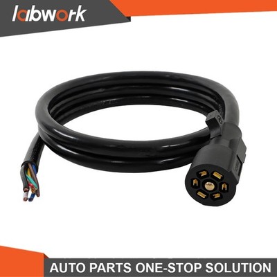 Heavy Duty 7 Way Plug Inline Trailer Cord with Double Prongs Connector - 6 Feet