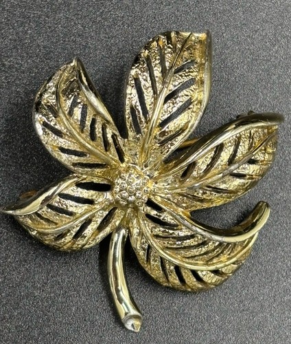 Vtg Sarah Coventry Gorgeous Women's Brooch Yellow Gold Leaf Signed - Bild 2 von 7