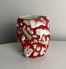  James Lemon  Red Lava Glaze Studio Pottery Vase Made in Australia Signed