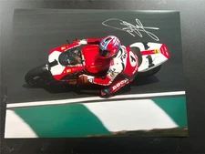 Signed 16x12 photo Carl Fogarty WSBC Brands Hatch 1st double Ducati Corse 1995
