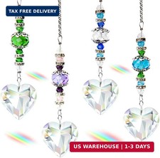 4pcs Crystal Suncatcher, Clear Heart Crystal Sun Catcher Hanging Rainbow Prisms