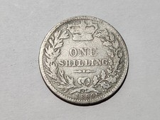 1880 Great Britain, United Kingdom One Shilling  .925 Silver
