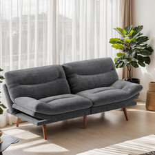 Convertible Futon Sofa Bed with Adjustable Backrest  Armrests, Grey