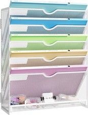 Hanging Wall File Organizer 6-Tier Wall Mount Mail Organizer  Desk Paper