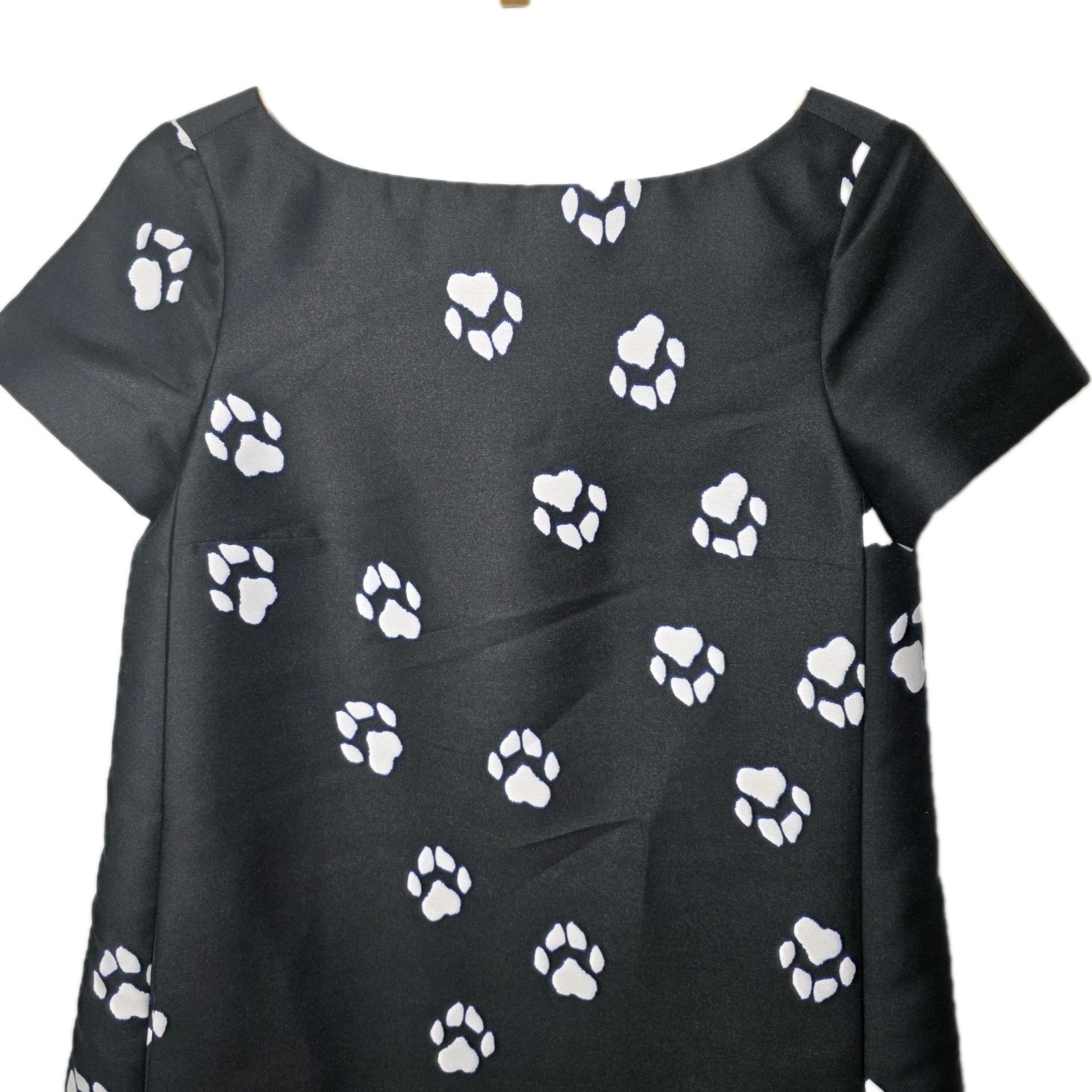 Abito Kate Spade Stampa Zampa Swing Taglia 0 Small Nero Bianco Animale