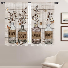 Farmhouse Window Curtains for Bedroom 52 X 63 Inch Rod Pocket Wide Rustic Countr