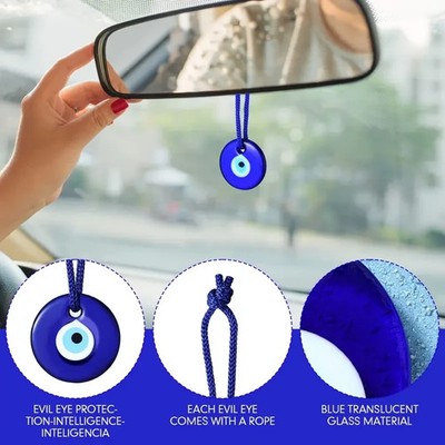 Blue Evil Eye Glass Charm with Hanging Cord   Price is for One Charm