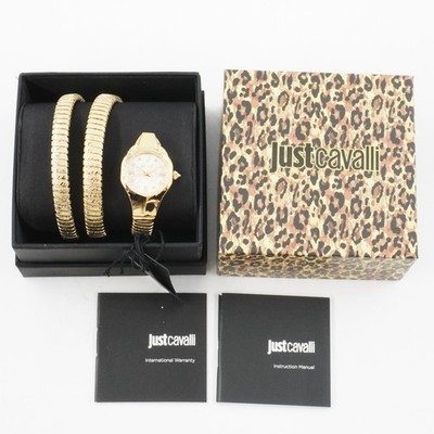 Just Cavalli Ravenna Gold Stainless Steel Ladies Snake Wrap Quartz Watch - NWT