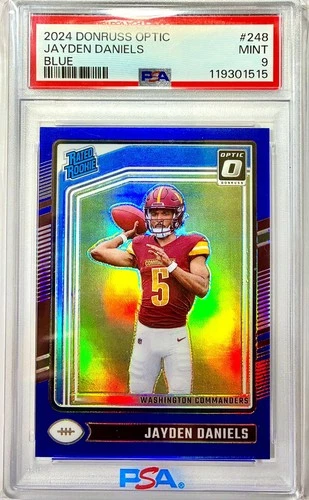 2024 PANINI DONRUSS OPTIC BLUE #248 JAYDEN DANIELS ROOKIE RC 176/199 PSA 9