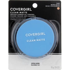 2 Pack CoverGirl Clean Matte Pressed Powder, Warm Beige 545, 0.35 oz
