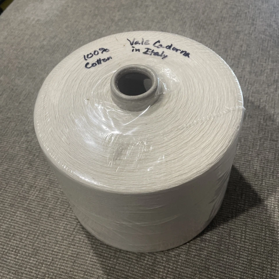 Lot Of 4 Commercial Yarn Cones - White - Blue- Brown - Tan - Image 2 of 4