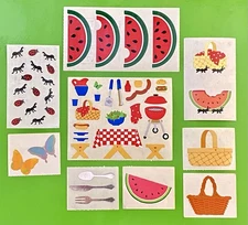 Mrs. Grossman's Stickers Picnic Barbecue BBQ Ants Basket Watermelon Silverware
