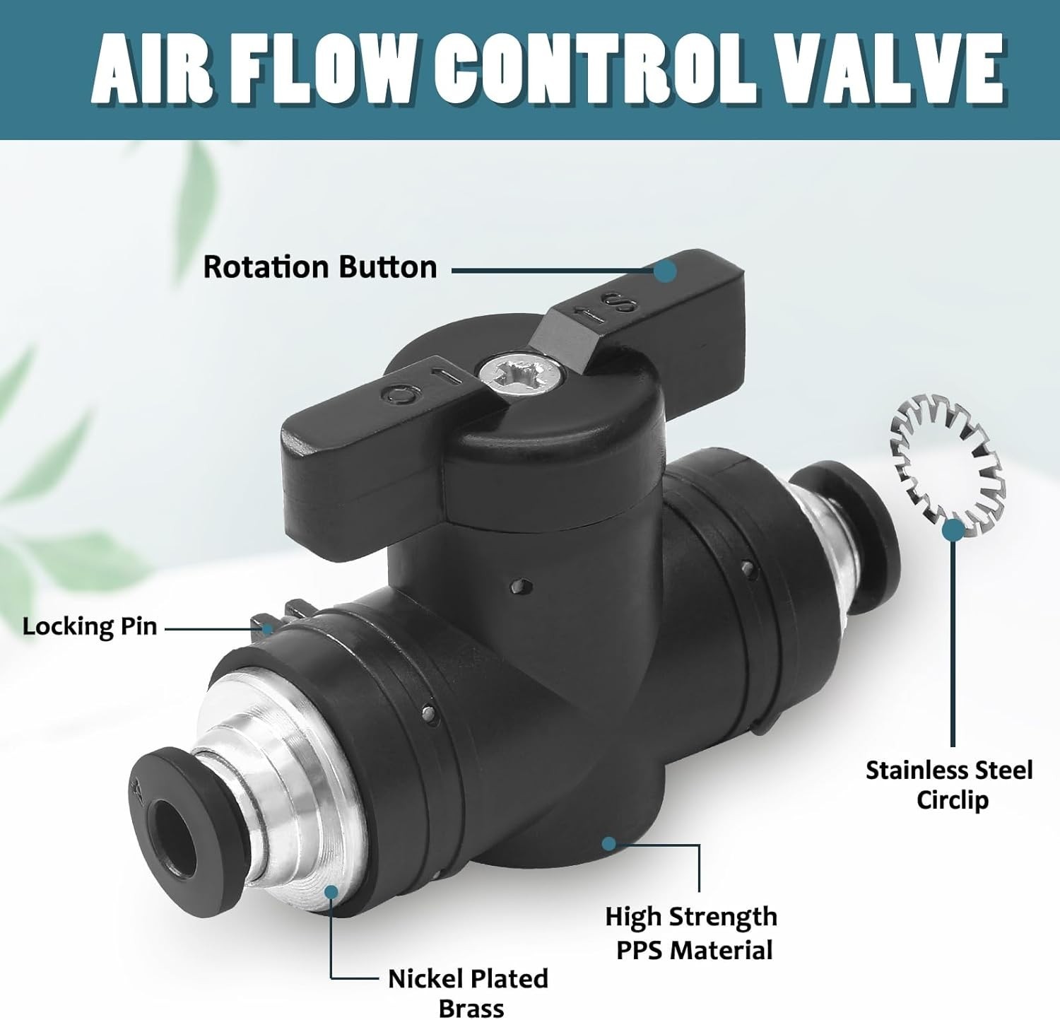 Uenhoy 3 Pcs Pneumatic Ball Valve 8mm OD Push to Connect Fittings Air Flow Contr