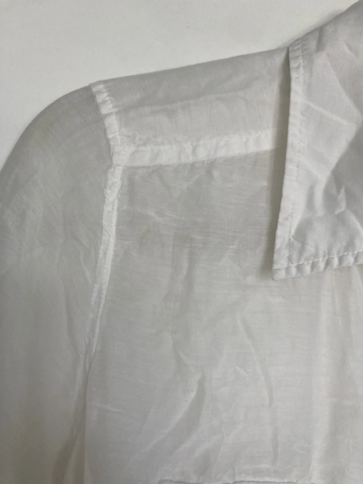 C & C California Soft Button Down Shirt White / Cream Size Small Silk/ Cotton - Image 3 of 4