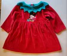 Vintage The Disney Store Red Green Velvet Minnie Mouse Dress 2T