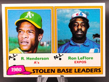 1981 Topps Baseball #4 '80 Stolen Base Leaders Rickey Henderson HOF, R. LeFlore