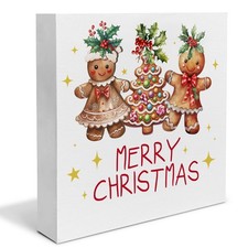 Gingerbread Decorations for Christmas, Merry Christmas Signs 5 x 5 Inch, Farm...