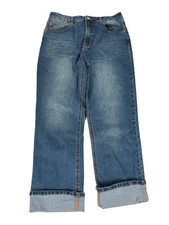 Frye Women's Medium Wash High Rise Cuffed Straight Leg Jeans - 6/28