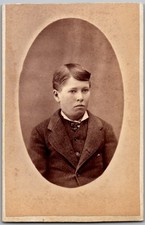 Antique CDV Circa 1870s Young Boy In Suit Unmarked