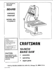 Owner's Manual & Parts List  Sears Craftsman 10" Band Saw - Model 113.244513