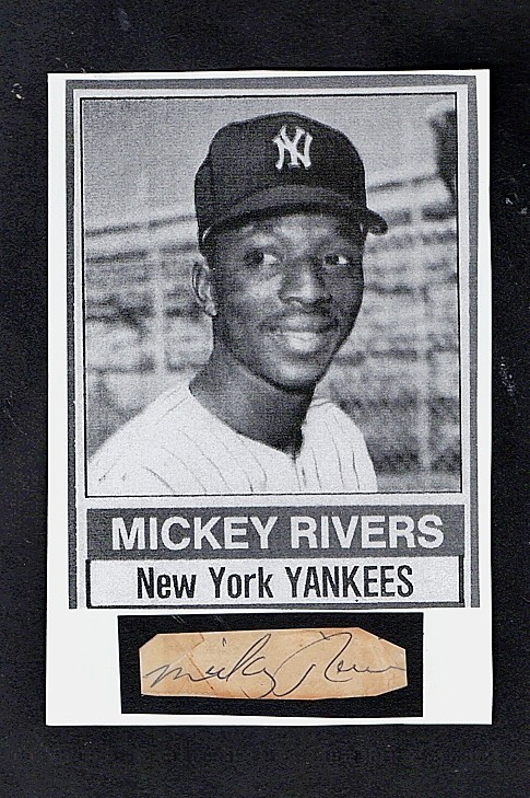 1976/79 MICKEY RIVERS  NY YANKEES  4X6 AUTOGRAPHED CUT W/ PHOTO