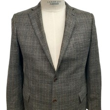 His First Hickey Freeman Sport Coat Boys Size 20 R Wool Plaid Gray Brown Blazer