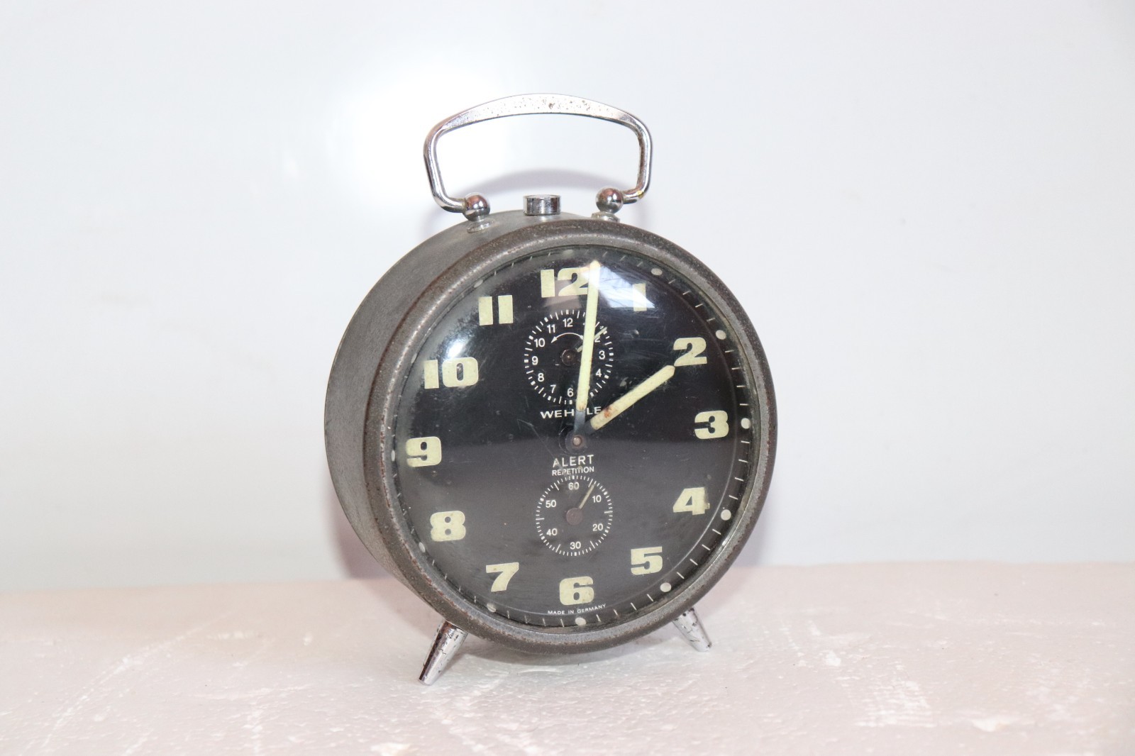 Vintage Wehrle Mechanical Wind Up Alarm Clock Made In Germany Working.
