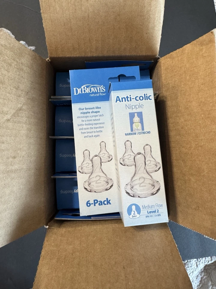 Pezón anticólicos Dr. Brown's Natural Flow nivel 2 mediano 3m+ 12 cajas de 6 (72) Foto 3 de 3