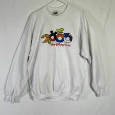 Vintage Walt Disney World 2000 Character Crewneck Sweatshirt White Large